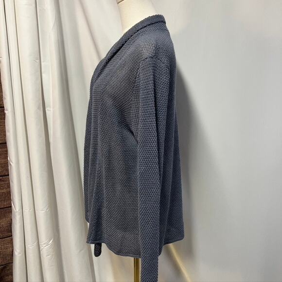 Pure Jill Womens M/L Open Linen Rayon Cardigan Grey Blue Coastal Spring Classic - Picture 9 of 16